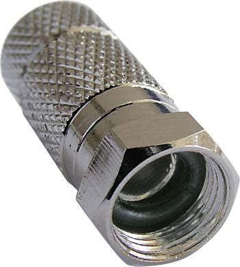 F-stik med omløber og O-ringe. Med O-ringe sikres en bedre bestandighed overfor fugt og vand. Monteres nemt uden brug af crimpvæ