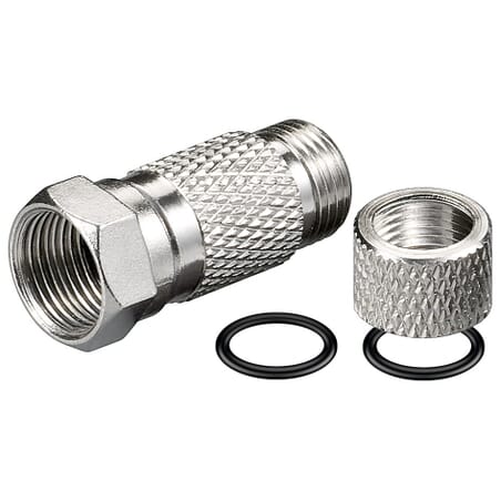 Twist-On F-connector 7,0 mm. Water repellent, copper, Big nut.
