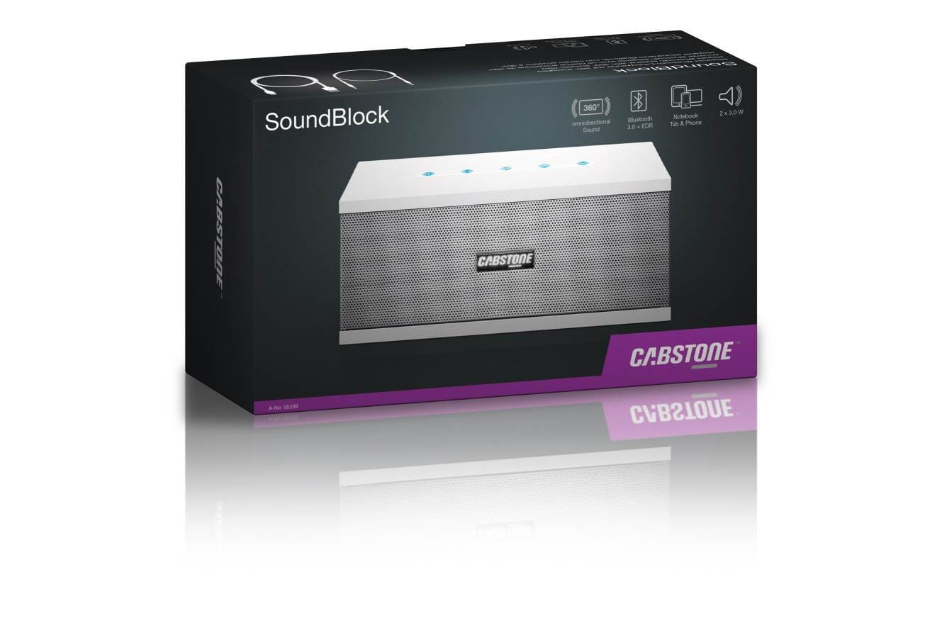 SoundBlock - elegant Bluetooth højttaler 360° lydfelt, hvid