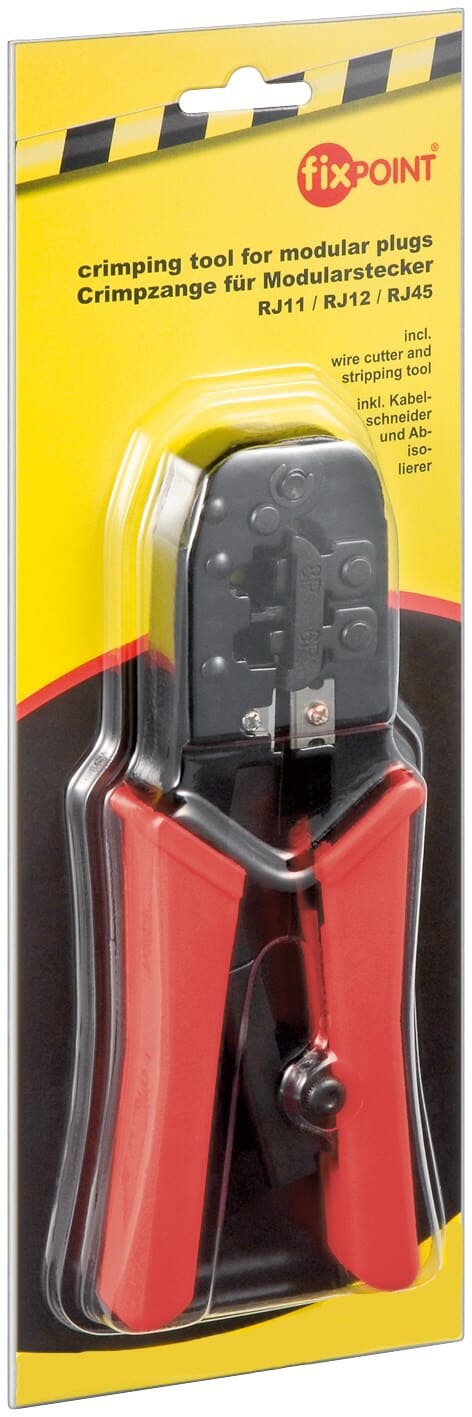 Krympetang - kompressionstang til netværksstik. Monterer både 6 polet og 8 polet netværksstik på RJ11/RJ12 og RJ45 kabel. Krafti