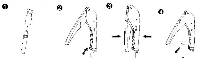 Kompressionstang til montering af F antenne kompressionsstik RG-59 og RG-6