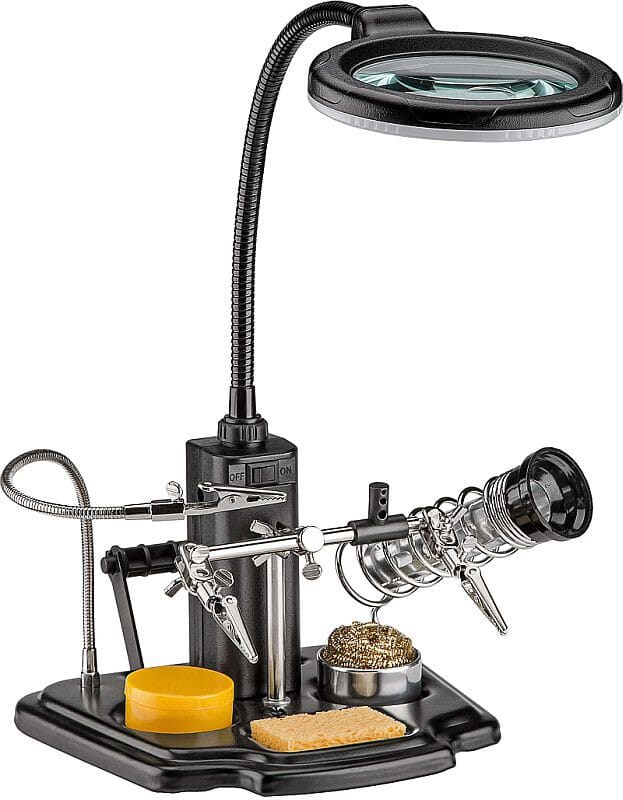 Soldering aid with gooseneck LED lamp