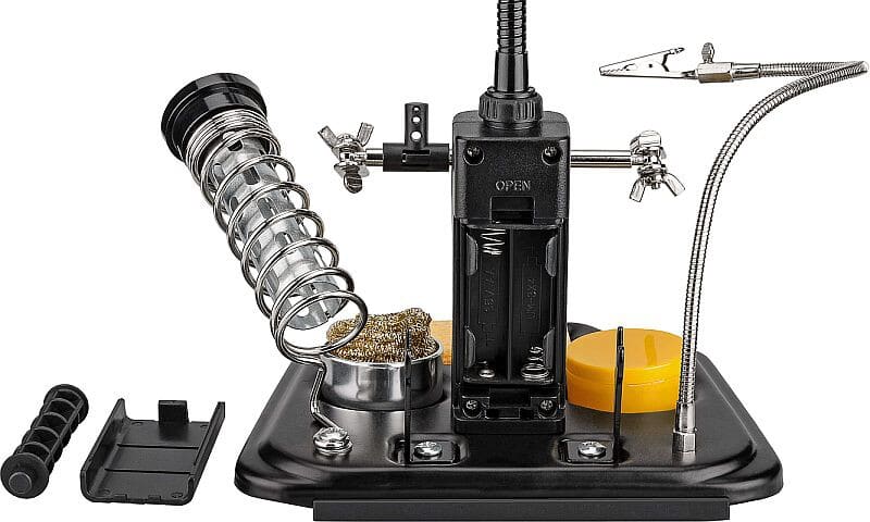 Soldering aid with gooseneck LED lamp