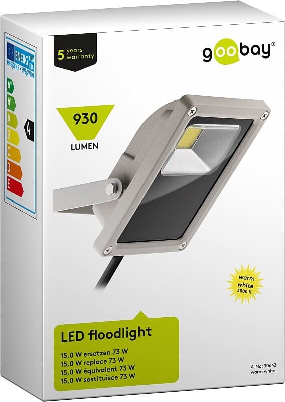 LED Floodlight 930 lumen 3000 kelvin varm white