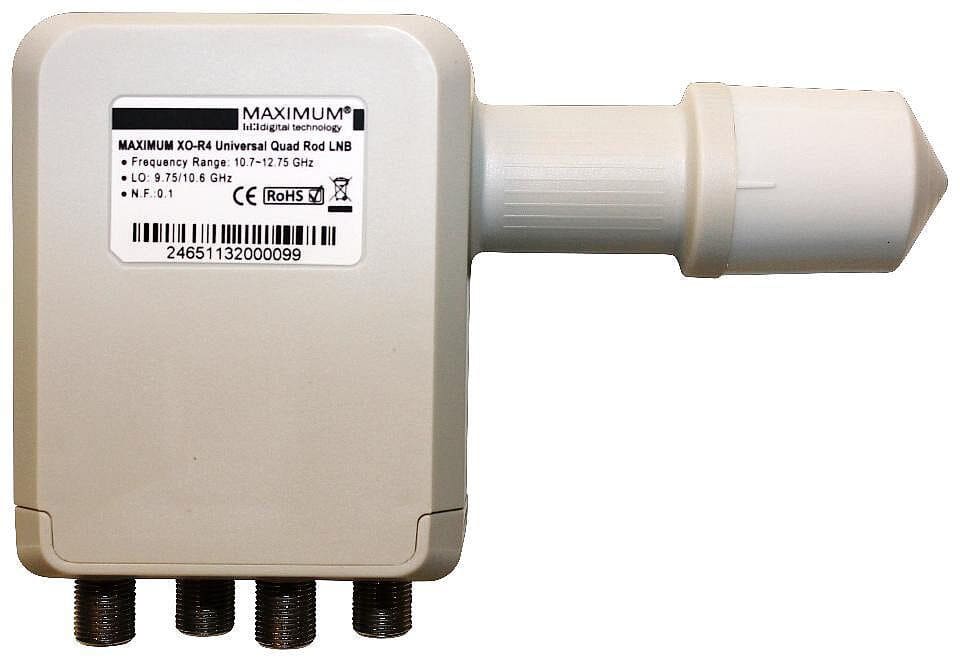 Maximum XO-R4 - QUAD LNB til parabol - gør det muligt at sende parabolsignal til 4 digitalmodtagere. Egnet til HD TV signaler.