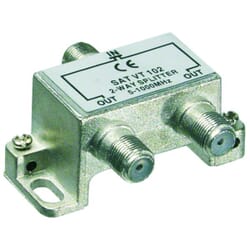2 Way splitter,5-1000 MHz.2 Way splitter,5-1000 MHz. Splitter for 2 way distribution of radio, TV and CATV cable TV signals. Connection type F (female). 1 input - 2 outputs.goobay
