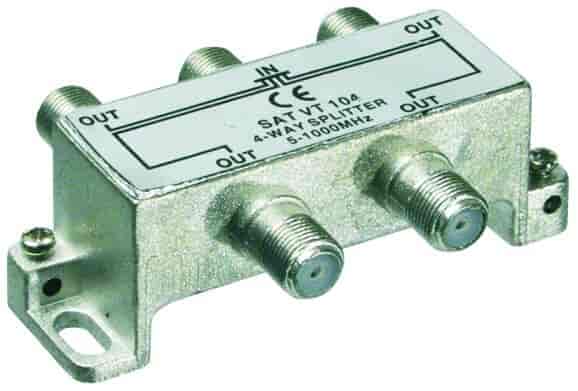 4 Way splitter for Terristrial TV, CATV and radio signals.,5-1000 MHz.