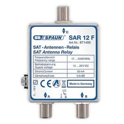 Spaun SAR 12 F Relæ 0/12 volt for skifte mellem aktiv indgang på SAT / parabolantenne. Topkvalitet fra Spaun.