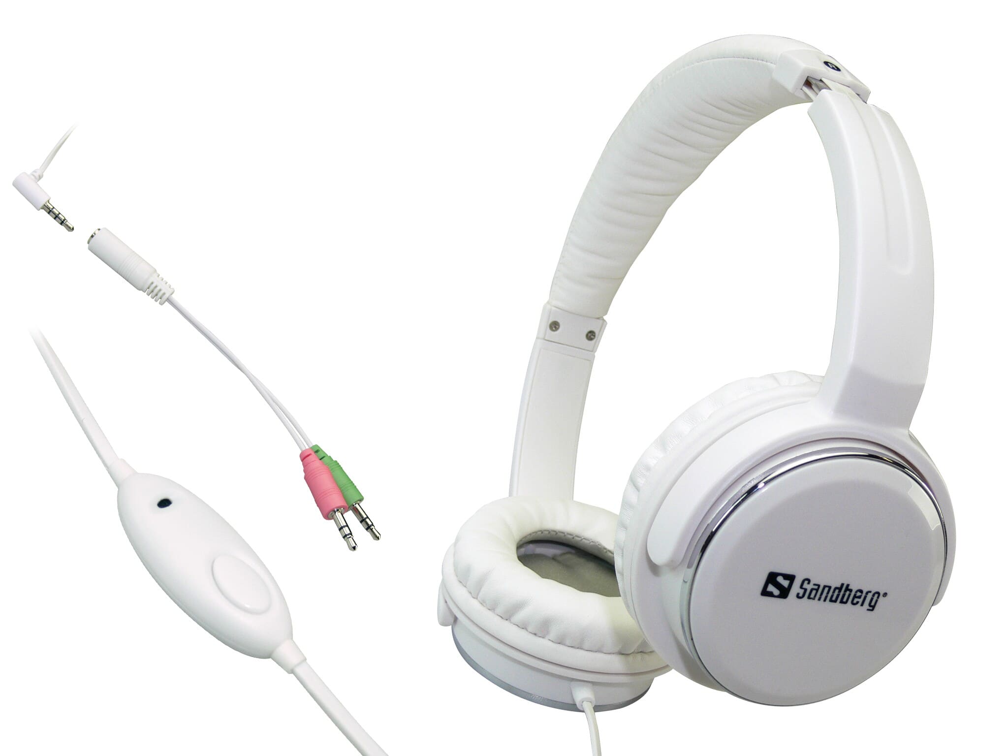 Sandberg Home'n Street Headset WhiteWith Sandberg Home’n Street Headset you get great sound in a stylish headset. A padded headband and soft ear pads make the headset comfortable to wear even for extended periods of time. Can be connected directly to a smartphone. Adapter for PC included. The cable features a microphone and answer button for incoming calls, so you don't have to take the phone out of your pocket.Sandberg