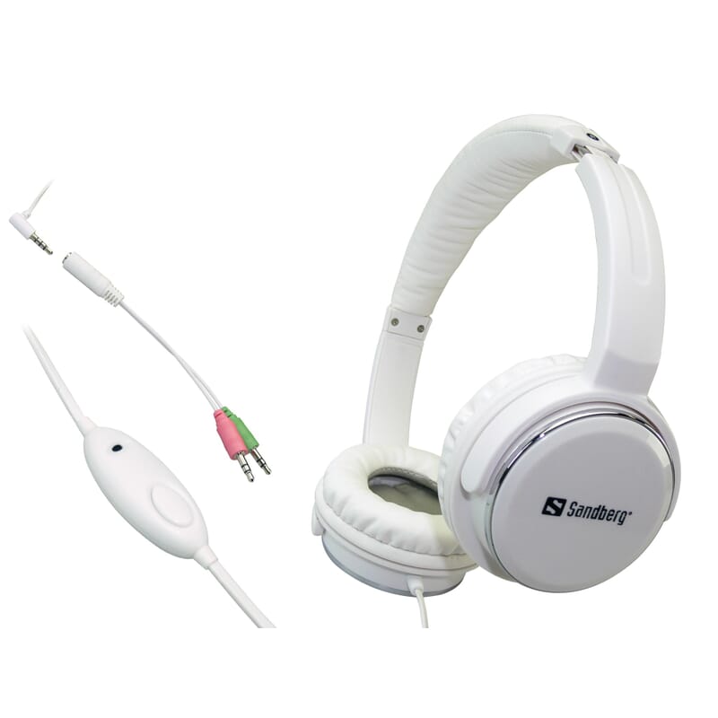 Sandberg Home'n Street Headset WhiteWith Sandberg Home’n Street Headset you get great sound in a stylish headset. A padded headband and soft ear pads make the headset comfortable to wear even for extended periods of time. Can be connected directly to a smartphone. Adapter for PC included. The cable features a microphone and answer button for incoming calls, so you don't have to take the phone out of your pocket.Sandberg