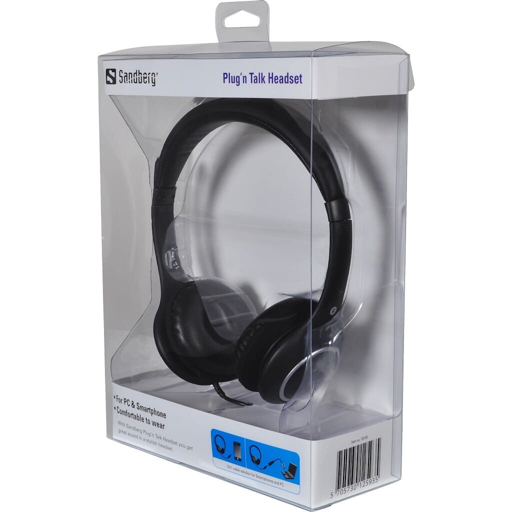 Headset kan tilsluttes direkte til mobil. Plug'n Talk