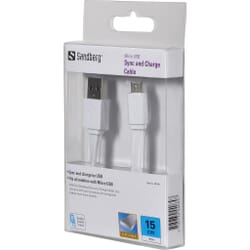 Sandberg MicroUSB Cable Flat 0.15mWith the Sandberg Sync and Charge Cable, you can sync with your computer and charge the battery from there directly or from a charger with a USB port.Sandberg