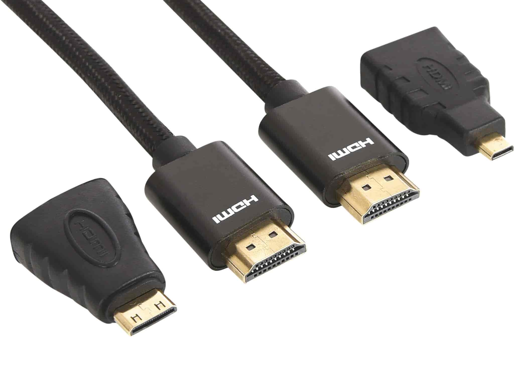 Smart HDMI 2.0 adaptersæt. Skift mellem 19M standard, micro og mini HDMI stik.