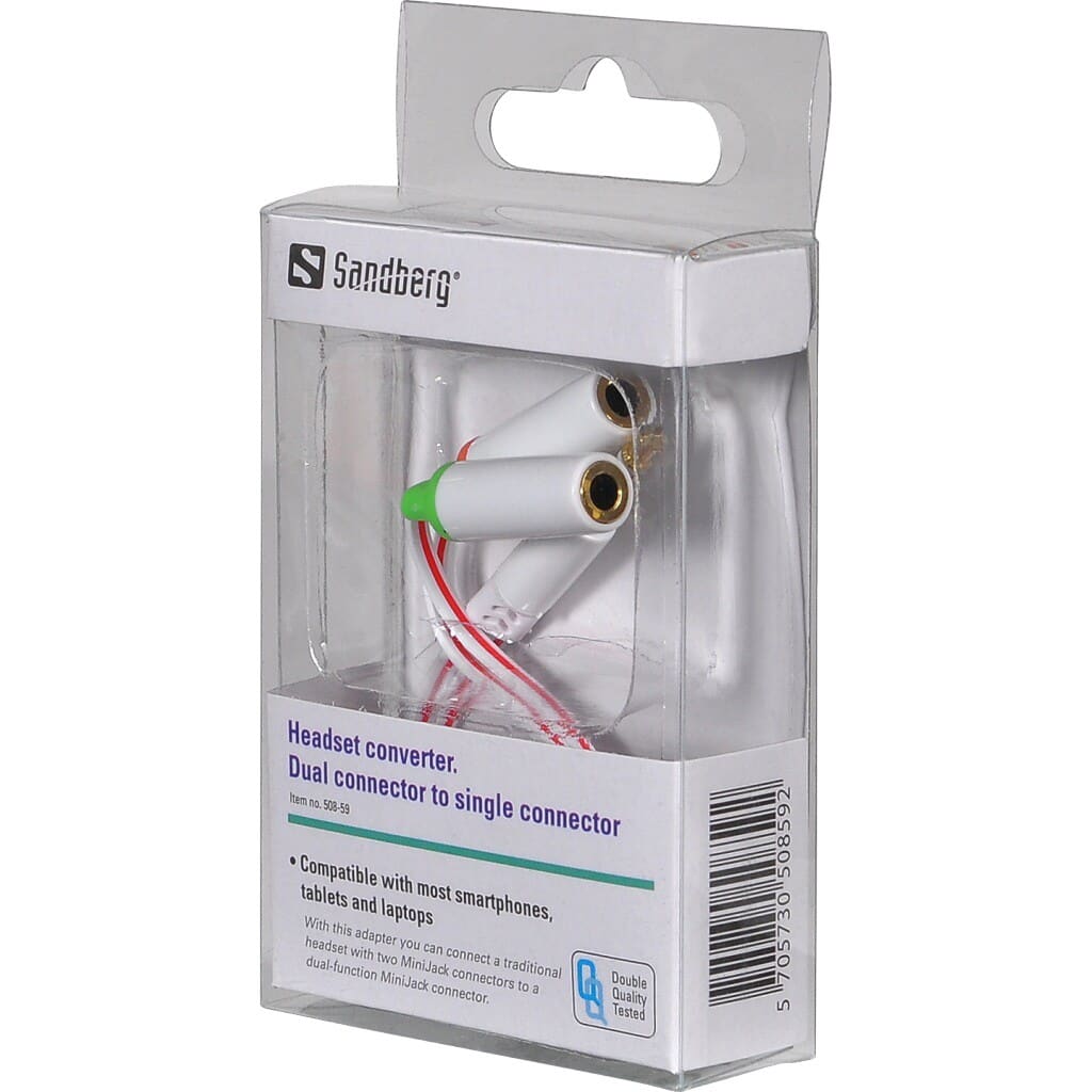 Adapter fra 2 x MiniJack til 1 x Dual MiniJack