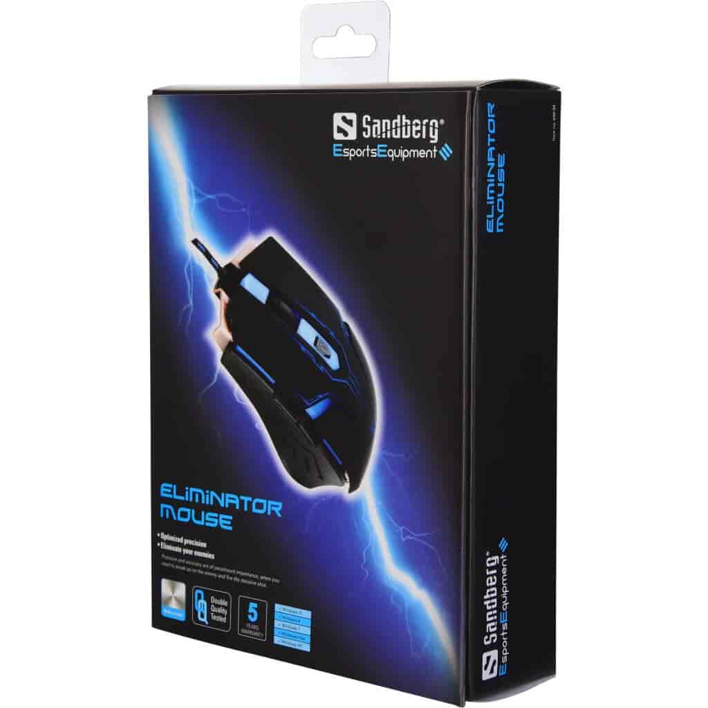Eliminator mouse - tung 2400 DPI præcisionsmus, 6 knaps uSB mus med 7 x multicolor LED. Fræk, hurtig og præcis mus til gameren.