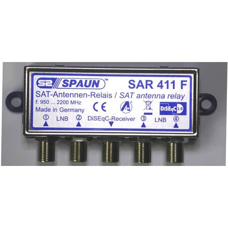 Spaun SAR 411 F DiSEqC switch 4-1 - tilslut 4 LNB hoveder på parabol og nedfør signal i ét kabel.