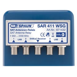 Spaun SAR 411 WSG DiSEqC 4-1 omskifter. Monter 4 lnb hoveder på din parabol og nedfør signal i ét kabel.
