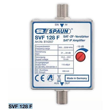 Spaun SVF128F forstærker SAT / parabolsignaler 21 - 28 dB. Justerbar