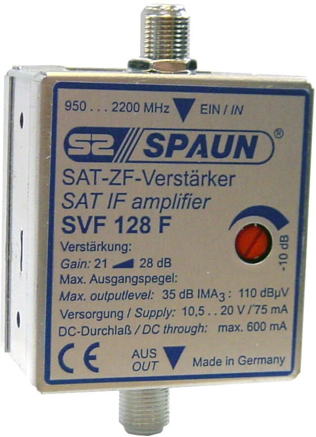 Spaun SVF128F forstærker SAT / parabolsignaler 21 - 28 dB. Justerbar