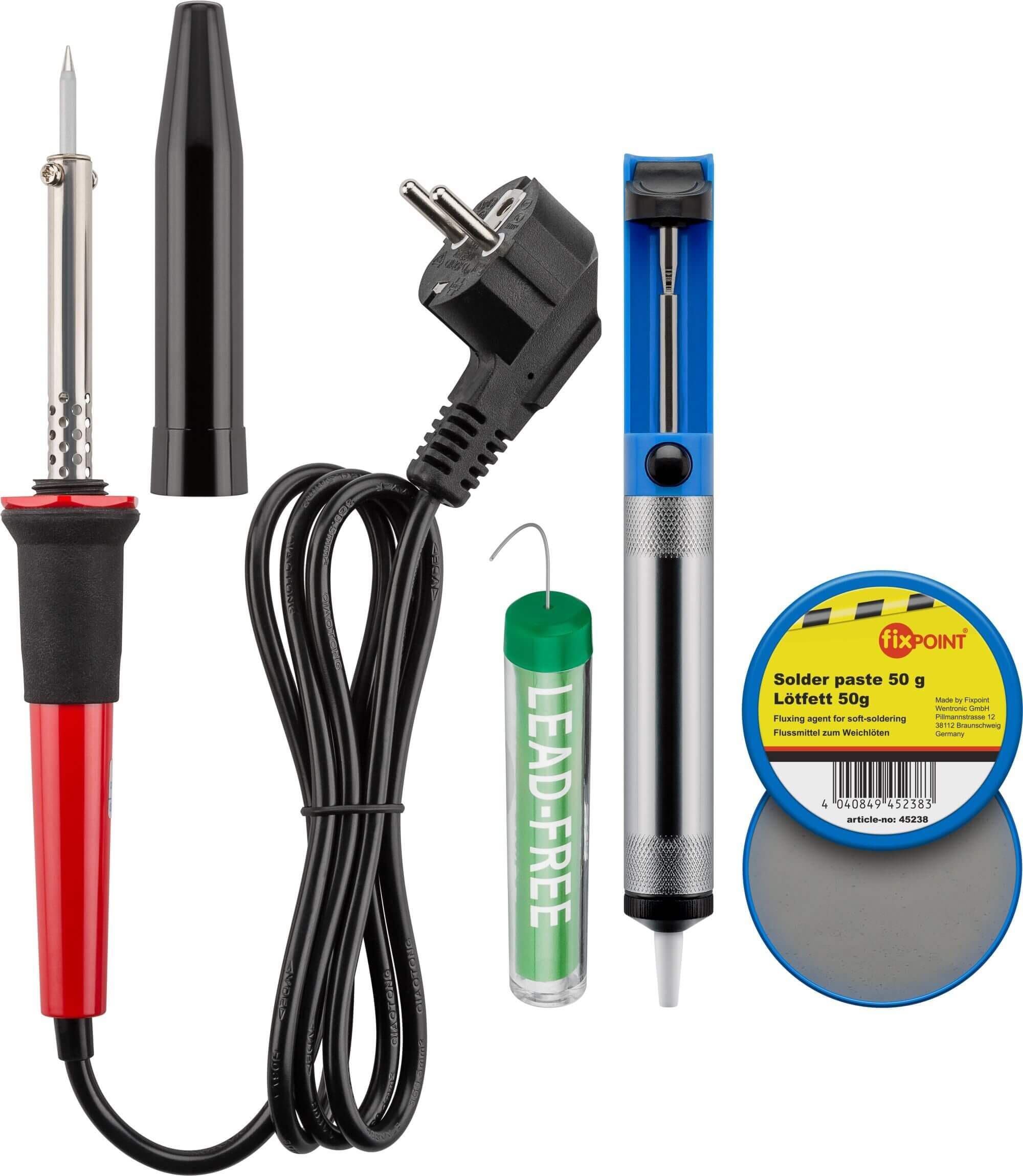 Elektro værktøjssæt 20 dele. Loddekolbe,loddetin,skruetrækkere, tænger og meget mere - i praktisk etui.