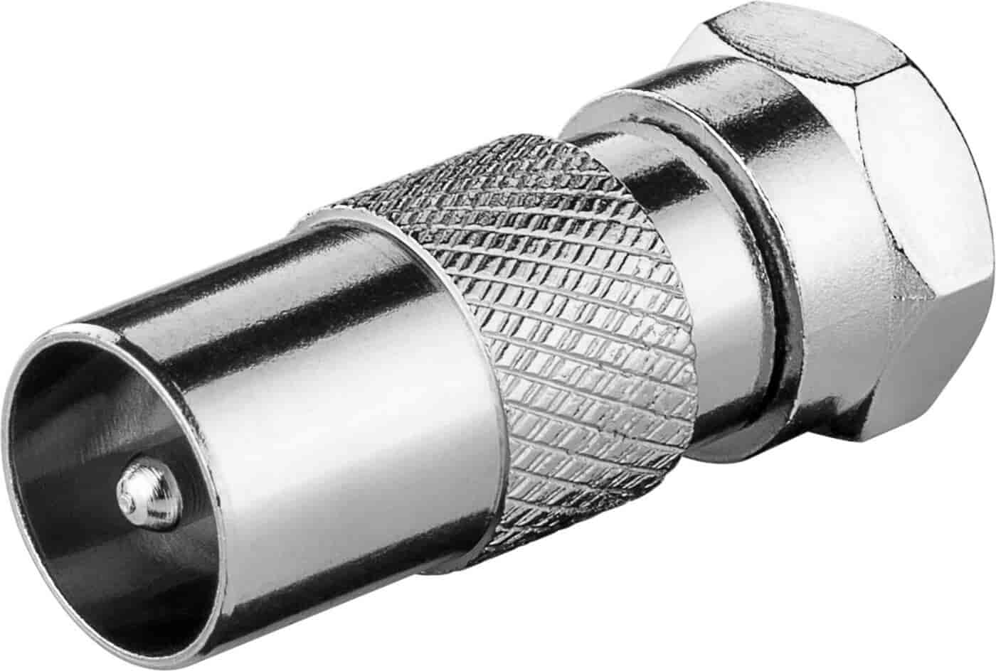Adapterstik til antennekabel. Omdan fra F-stik han til Coax Han.