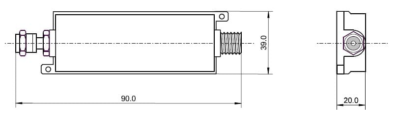 Fysisk dimension, LTE / 4G spærrefilter Indendørs/udendørs - undgå forstyrrelser af dit DVB-T TV signal (F-han/F-hun tilslutning