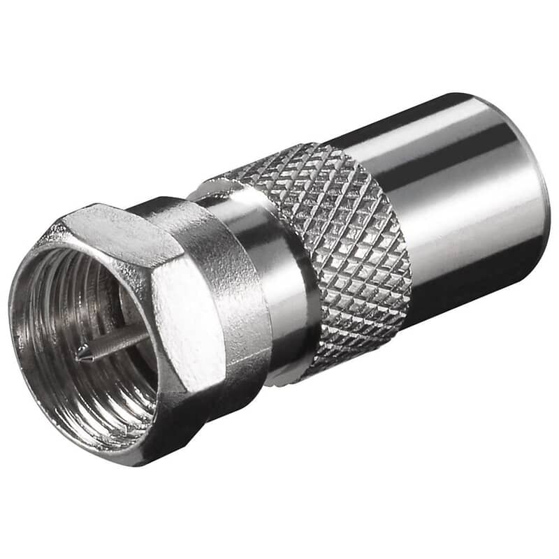 Adapterstik til antennekabel. Omdan fra F-stik han til Coax Han. Adapterstik til antennekabel. Omdan fra F-stik han til Coax Han.