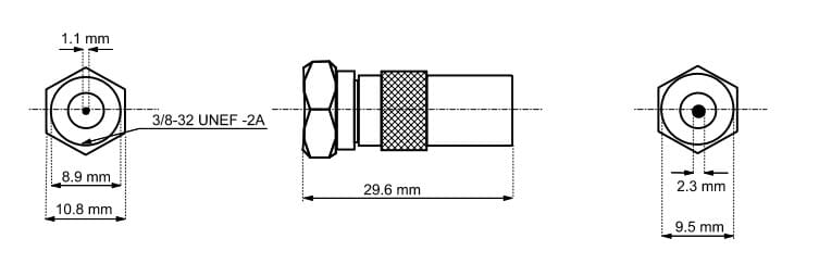 Adapterstik til antennekabel. Omdan fra F-stik han til Coax Han.