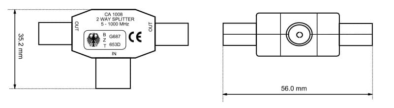 Splitter radio and TV, metal housingSplitter radio and TV antenna signal, metal housing. 2 way distributor for connecting two television sets to one aerial socketgoobay