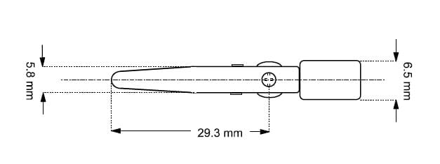 Alligatorclip with screw, red. 55 mm.