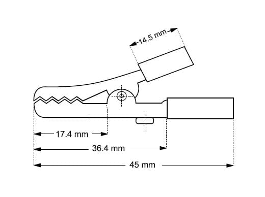 Krokodillenæb med skrue, rød. 45 mm.