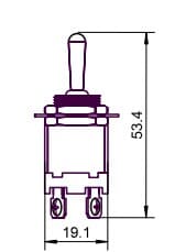 Toggle switch 250 V. 6 A. 2xOn/Off/On
