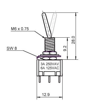 Mini toggle switch KNX3 ON-OFF-ON