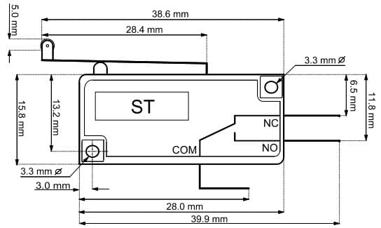 Microswitch toogle switch long roller lever 5A/250V
