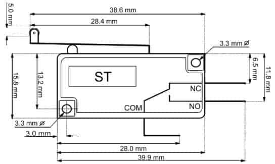 Microswitch toogle switch long roller lever 5A/250V