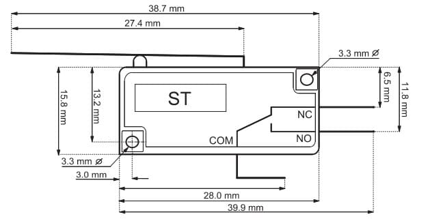 Microswitch toogle switch, straight lever 5A/250V