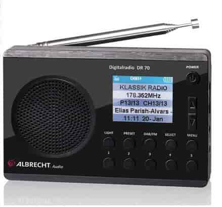 DAB+ Radio DR70. Superkompakt DAB+ radio og FM radio. Batteridrevet eller via stikkontakt