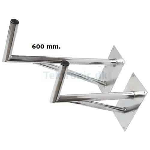 50 x 600 mm. vinkelbeslag aluminium, forstærket udførelse med støttearm. Anvendes til mange formål f.eks. ophæng af en række emn