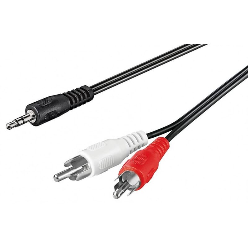 MiniJack 3.5 mm. til phono (3 bens,stereo kabel). Pro kvalitet.