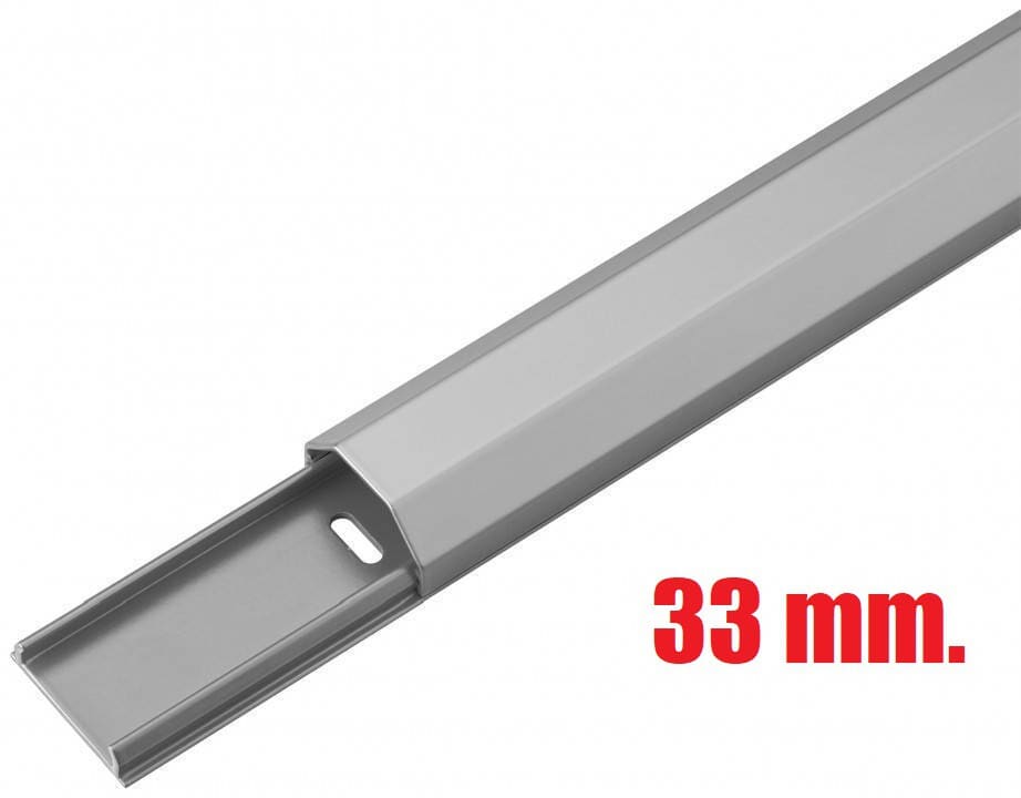Cable tray / wireduct  33 mm. 1.1 meter aluminum, color silver