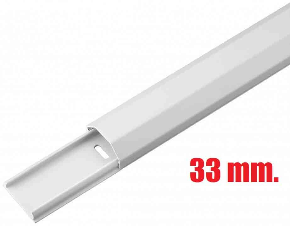 Kabelbakke - kabelkanal aluminium 33 mm. 1.1 meter hvid