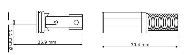 DC plug Ø2,5/Ø5.5 with cable protector