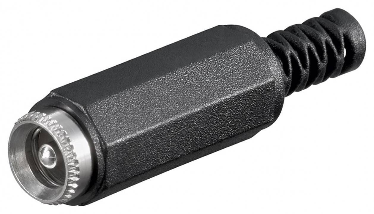 DC plug Ø2,5/Ø5.5 with cable protector, female