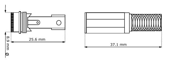 DC plug Ø2,5/Ø5.5 with cable protector, female