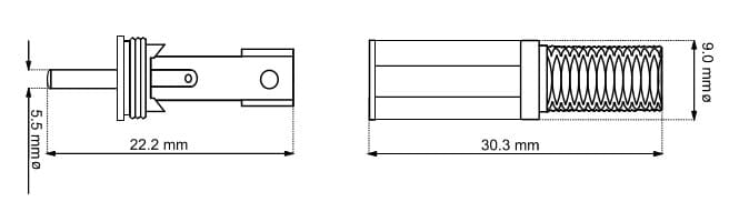 DC plug Ø2,1/Ø5.5 mm. with cable protector