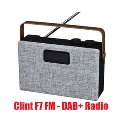 Clint F7 DAB+ / FM stereo radio with Bluetooth. Grey-black-copper.
