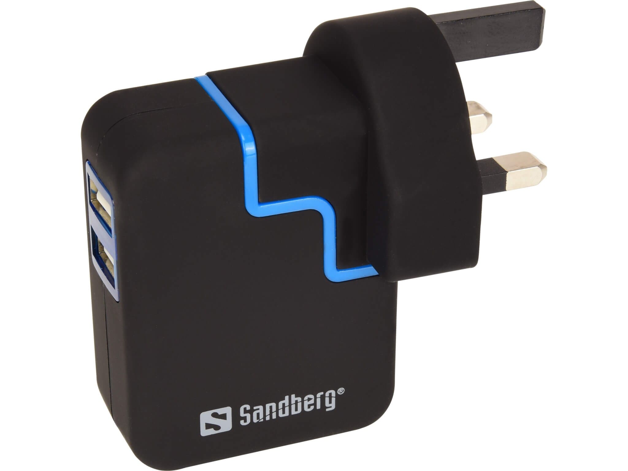 Sandberg USB oplader med dobbelt udgang til mobil og tablet