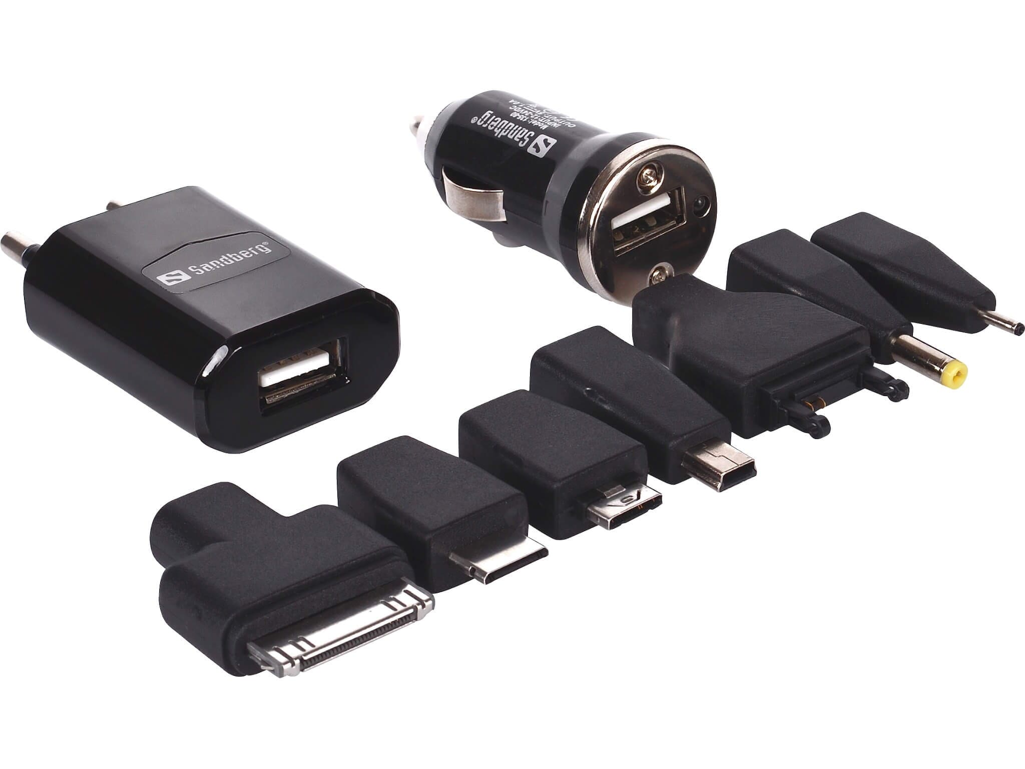 Mobiloplader til stikkontakt og bil - Sanberg Multi Charger