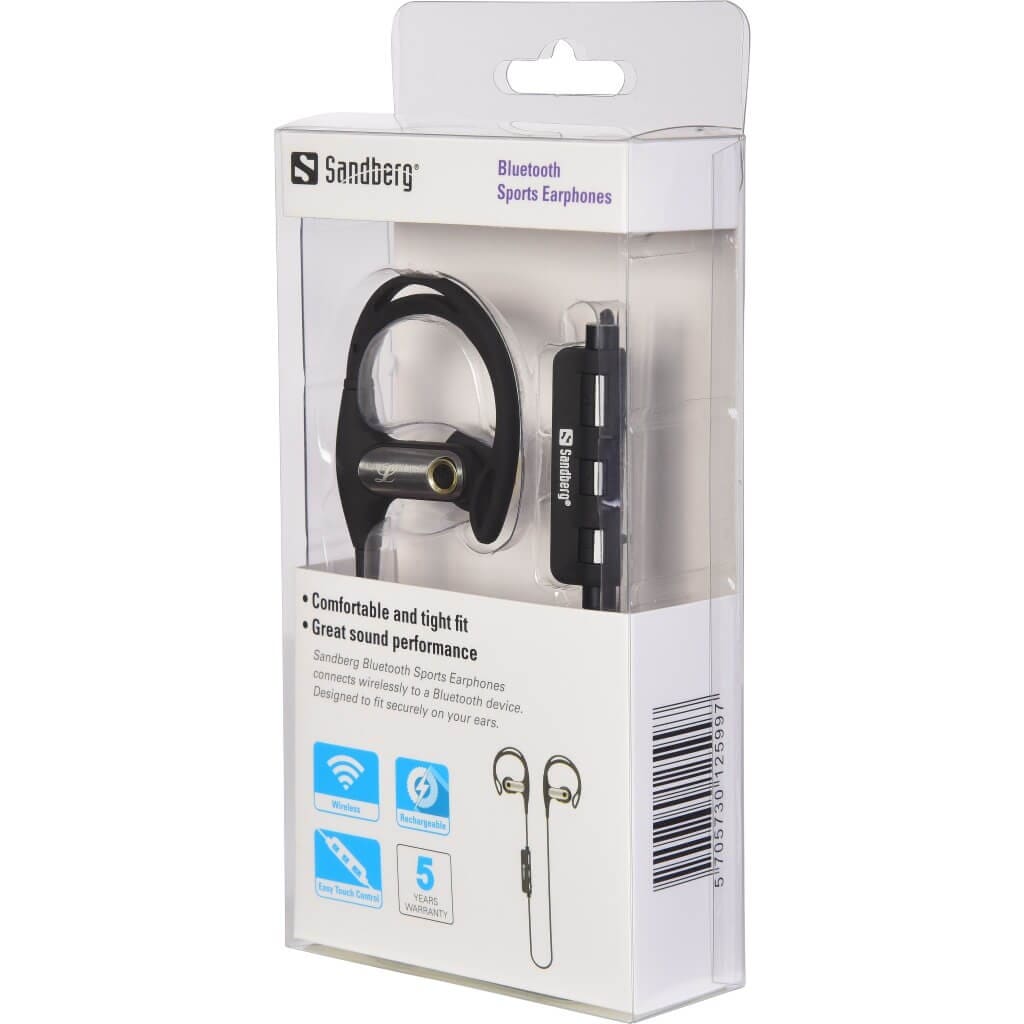 Sandberg Bluetooth Sports Earphones - god lyd og holdbarhed, perfekt til løbere.