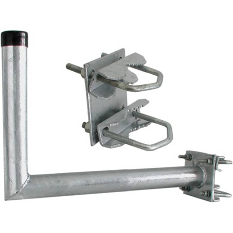Balcony mount 450 mm.Balcony mount for satellite dish, antenna, surveillance camera etc. Strong Ø50 mm. mount that give a distance to mounting point of 450 mm. Heat galvanized for optimum weather resistance. Clamps included.N.A. Balcony mount 450 mm.Balcony mount for satellite dish, antenna, surveillance camera etc. Strong Ø50 mm. mount that give a distance to mounting point of 450 mm. Heat galvanized for optimum weather resistance. Clamps included.N.A.